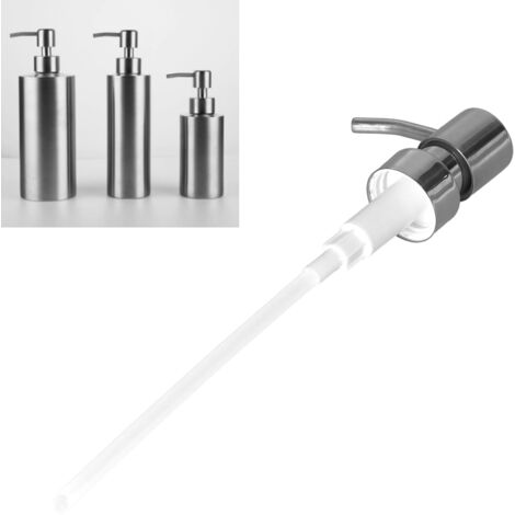 Bomba de repuesto para dispensadores de jabón, cabezal de bomba de acero inoxidable 304 para dispensadores de líquidos y lociones, accesorio de baño, longitud total 24,5 cm, diámetro 3 cm (1/5)