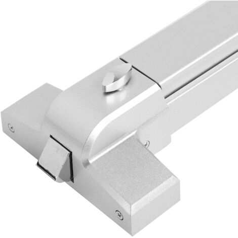Cerradura de seguridad con pulsador de 65 cm fabricada en acero electrolítico para puertas de salida de emergencia.