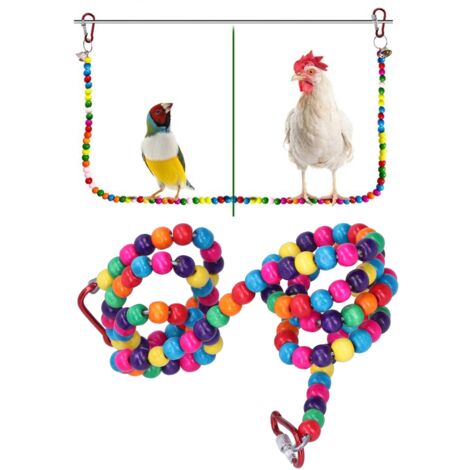 Cuerda flexible para periquitos – Juguete colorido con anilla para colgar en la jaula – Accesorio para masticar y trepar – Material plástico resistente – 1,5 m – 124 g – 4,9 pies (1/5)