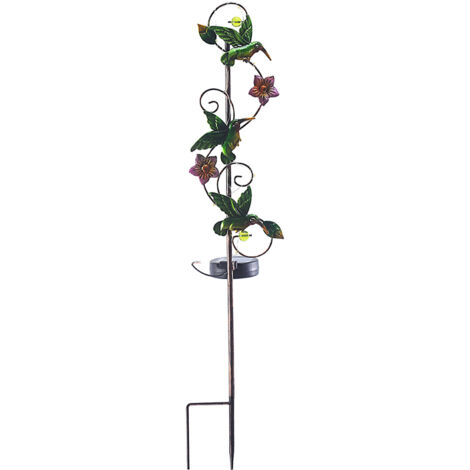 Lámpara solar de jardín con forma de libélula/mariquita, fabricada en hierro, IP44, 74 cm, con 1 pila AA de 600 mAh para patio/entrada de vehículos.