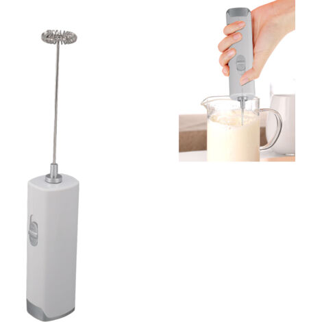 Espumador de leche eléctrico [Diseño mini] Varilla multifuncional, eficiente y silenciosa – ABS/acero inoxidable 304 – 214 mm – Pilas AA – El paquete incluye: 1 espumador de leche + 1 manual de instru (1/5)