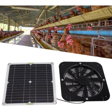 Conjunto de ventilador solar de 13,5 pulgadas, 100 W, refrigeración eficiente para invernaderos, gallineros y jaulas, con panel solar de ABS y aluminio.