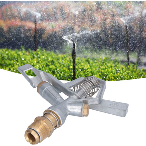 [Aspersor rotatorio] Conexión de zinc con rosca externa G3/4 DN20 para riego agrícola y de jardines, largo alcance de 5 a 10 m, presión de 2 kg.