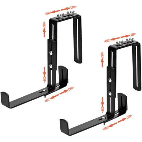 Gancho ajustable para macetas de barandilla de balcón – Soporte para plantas de hierro negro – Juego de 2 ganchos de jardín (1/5)