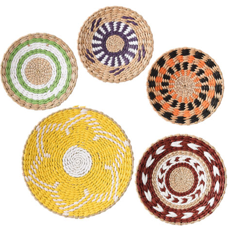 Juego de 5 adornos de pared de yute estilo bohemio Diseños A6 20 cm, A7 20 cm, A8 20 cm, A9 25 cm, A15 30 cm Decoración étnica para el hogar