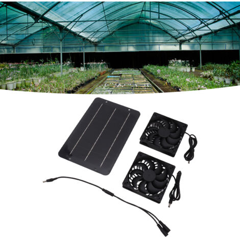 Juego de ventiladores solares [Juego de dos ventiladores] – Dos ventiladores solares de ABS de 10 W con rejilla protectora para gallinero e invernadero.