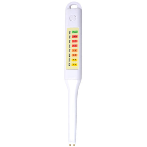 Medidor de salinidad profesional para cocina, con forma de bolígrafo, de ABS blanco, con pantalla LED y 8 niveles de concentración para soluciones (212x24x15 mm, sin pilas). (1/5)