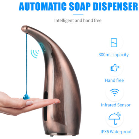 Dispensador de jabón automático sin contacto 300 ml infrarrojo ABS/PC IPX6 Ventana de visualización (1/5)
