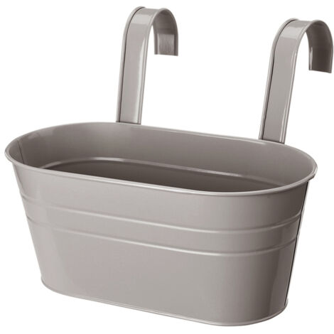 Maceta colgante [jardinera para balcón] - Maceta de metal gris - 28 x 16 cm - 2 unidades (1/5)