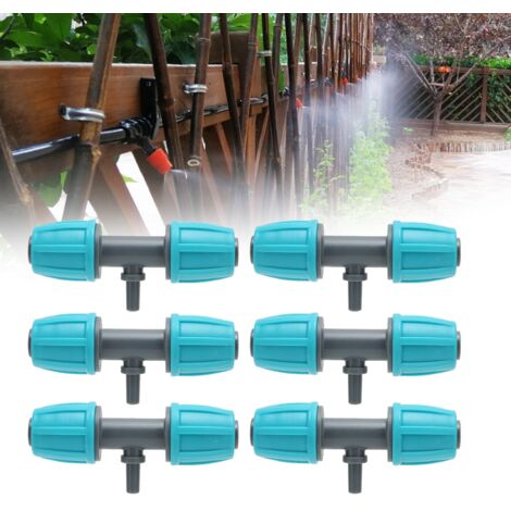 Conector en T con púas para sistemas de riego, de 16 mm a 4/7 mm de PE – 10 piezas para jardines, invernaderos y espacios verdes urbanos. (1/5)
