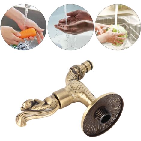 Grifo antiguo tallado para alfombras, hecho de bronce y cobre, G1/2 pulgada, para jardín o baño. (1/5)
