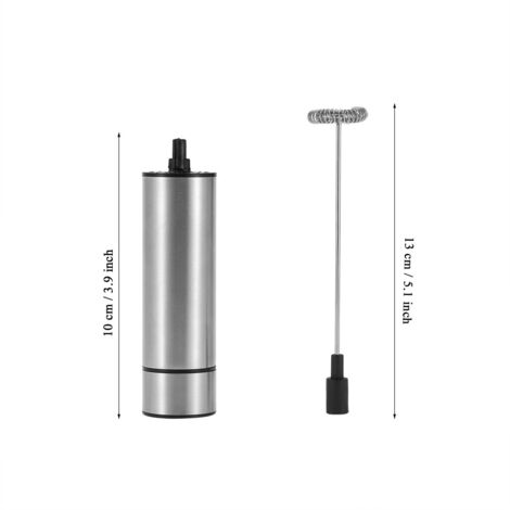 Espumador de leche eléctrico portátil para café: espumador de acero inoxidable de 19000 rpm con cabezal extraíble para mezclar y espumar.