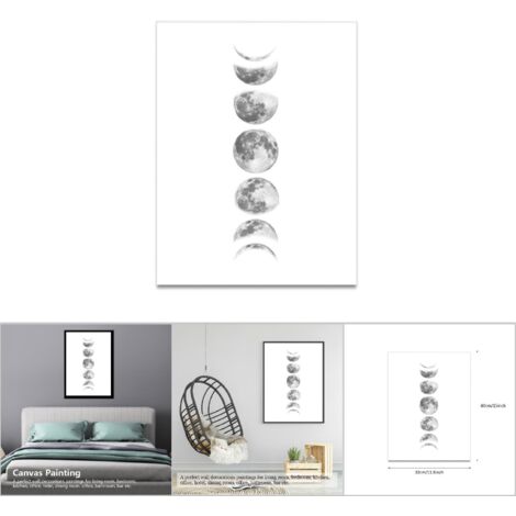 Lienzo impreso sin marco "Fases Lunares" – 090-1 Blanco 40x30cm para decoración de pared Arte mural moderno de alta resolución (1/5)