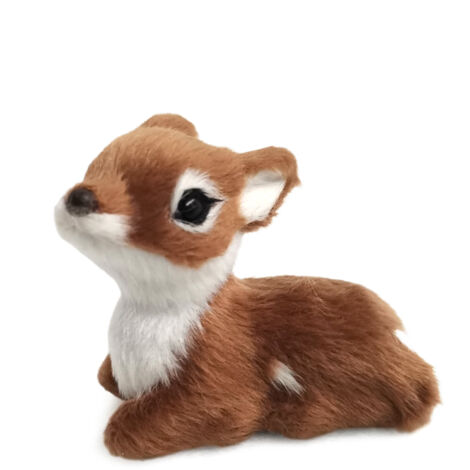 [Figura decorativa] Cervatillo muy realista – Plástico y felpa de alta calidad – 5,5 × 4 × 5 cm – Regalo ideal (Marrón, Café, Gris) – 1 unidad