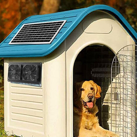 Conjunto de ventilación solar de doble salida de 12W 18V - conjunto de ventiladores para gallineros, invernaderos, refugios y establos. (1/5)