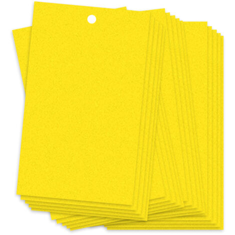 Trampas adhesivas para insectos  20 unidades, 20 x 15 cm  Amarillas, de doble cara, eficaces contra hongos, pulgones y trips  Impermeables y reutilizables  Incluyen alambre para colgar
