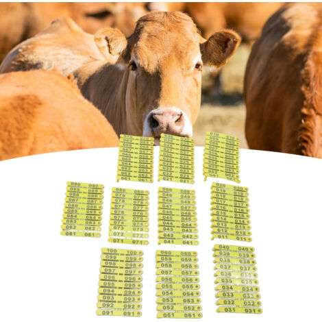 100 crotales de plástico resistentes e integrados para ganado (números 001-100) para vacas, ovejas, cerdos, cabras y pastos.