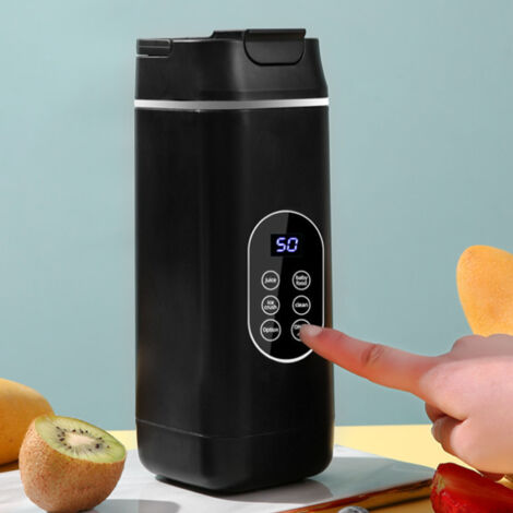 Licuadora portátil USB de 12 cuchillas con pantalla digital, marca desconocida, color negro. Modelo: Licuadora de viaje para batidos con capacidad de 420 ml y carcasa de ABS. (1/5)