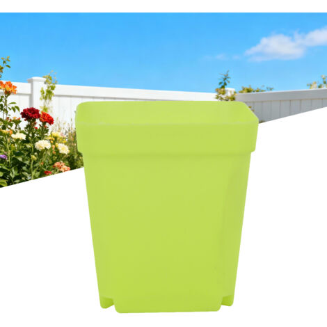 Maceta con orificio de ventilación – Maceta decorativa para patio, balcón u oficina – PP – Verde – 8 x 7 x 7 cm – Con platillo (1/5)