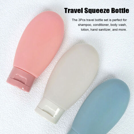 60 ml auslaufsichere PE-Reiseflaschen mit Schraubverschluss für Duschgel, Shampoo, Lotion – 3er-Set (Blau + Weiß + Hellrot) (1/5)