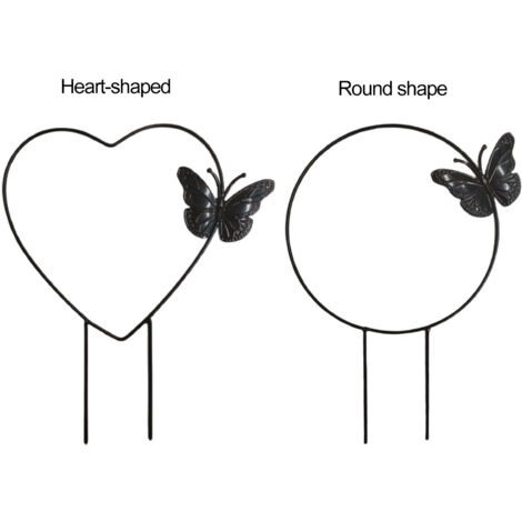 [Soporte para plantas] [Sin marca] [HX-098] [Soporte Corazón de Hierro] - Soporte para plantas de metal negro con forma de corazón, 25x34 cm, ideal para rosas, guisantes y plantas trepadoras, fácil de (1/5)