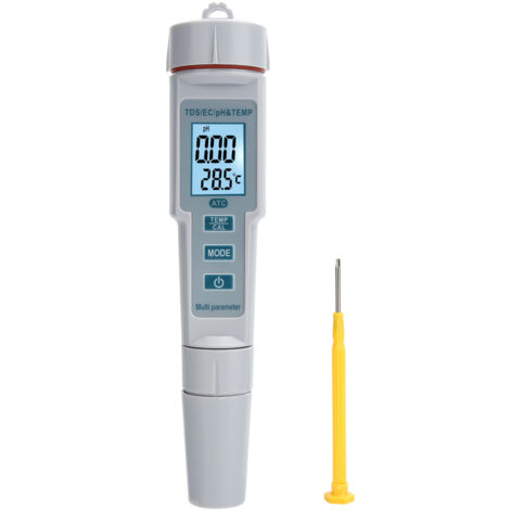Medidor portátil 4 en 1 de calidad del agua para medir pH, conductividad eléctrica, contenido de sólidos totales, salinidad y temperatura: detector digital multiparamétrico de alta precisión con compe (1/5)