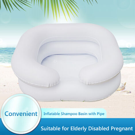 Lavacabezas portátil e inflable para lavarse el pelo en la cama: cómodo y fácil de vaciar, ideal para personas mayores, personas con discapacidad o movilidad reducida.