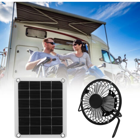 Kit solar con ventilador y dos puertos USB para gallineros, silicio monocristalino, 10 W, 22 x 19 cm, 462 g, 2 pinzas, 4 ventosas