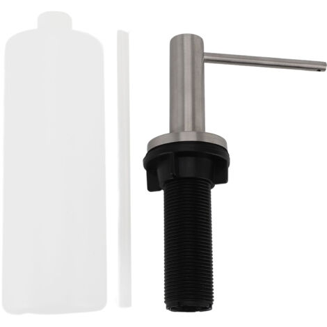 Dispensador de jabón integrado para fregadero de cocina, cabezal de bomba de acero inoxidable 304 con botella de recarga de 350 ml, abertura de 25–40 mm, fácil instalación. (1/5)