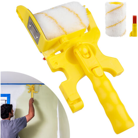 Rodillo de pintura revolucionario para bordes limpios en puertas, ventanas, paredes y zócalos: velocidad de aplicación de pintura hasta 20 veces más rápida. El juego incluye 1 brocha de plástico.