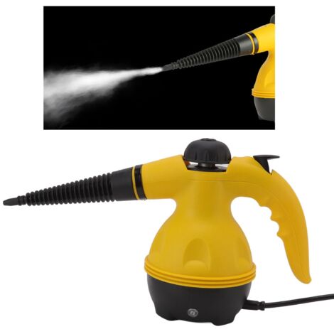 Limpiador a vapor eléctrico portátil, alta temperatura, amarillo/negro, presión de 3,5 bares, 350 ml, 110 V (estándar estadounidense), con accesorios desengrasantes.