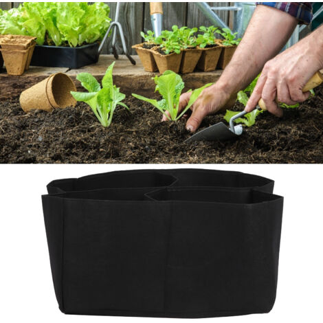 Bolsa de cultivo/bandeja de cultivo con 4 compartimentos divididos, 60 x 60 x 30 cm, material de fieltro negro, para cultivar hortalizas en interiores y exteriores. (1/5)