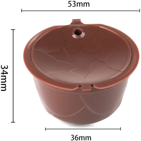 Cápsulas de café recargables compatibles con Dolce Gusto – filtro de acero inoxidable (304), sin BPA, PP, 3 unidades, 53 x 36 x 34 mm, con cepillo (1/5)