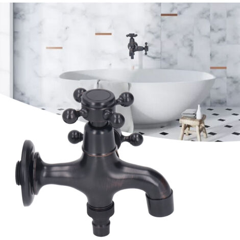 Grifo mural de cobre de estilo europeo, modelo clásico con doble palanca, para lavabos y baños. (1/5)