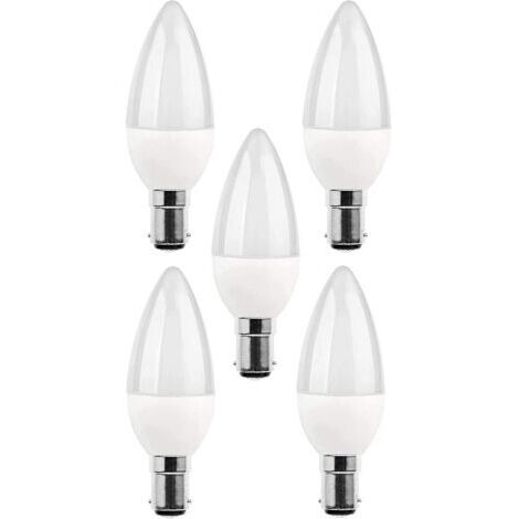 Lámparas LED B15 con base de bayoneta, paquete de 5, 5 W, 270 lm, 3000 K, clase lumínica A+, luz diurna. (1/4)