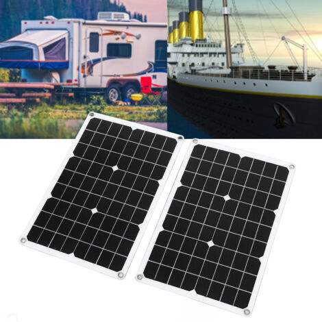 [Panel solar] Kit solar portátil de 40 W con 2 módulos de silicio monocristalino, fácil instalación, alta eficiencia, para coches, caravanas y campings.