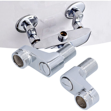 Adaptador de brazo giratorio G1/2 a G3/4 para grifería de ducha cromada, montaje en pared, cobre y acero inoxidable 304, con 2 brazos y 2 juntas. (1/5)