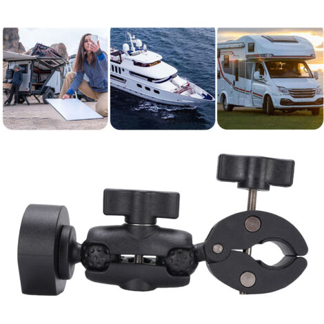 Soporte de antena ajustable V4 – Kit de montaje para autocaravanas, barcos, coches, caravanas, montaje en tubería, abrazadera, material: ABS y aluminio, para mástiles.