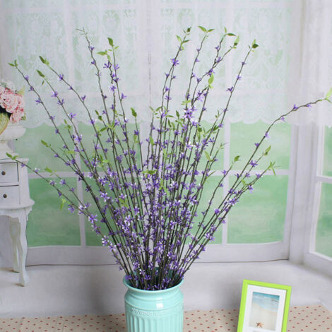 Rama decorativa artificial de sauce morado, de aproximadamente 90 cm, con 5 ramas en flor, de plástico, ideal para la decoración del hogar o residencias estudiantiles, flexible y fácil de limpiar.