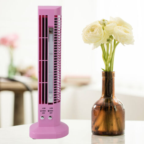 Ventilador de torre sin aspas USB con LED, color rosa, portátil y silencioso para oficina, ordenador y hogar – 455 g