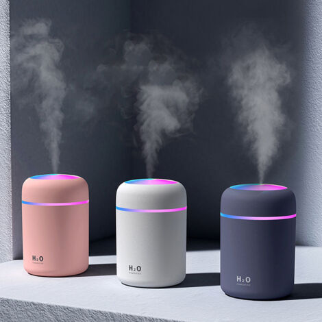 Mini humidificador USB para coche con iluminación de colores y difusor silencioso – portátil, carcasa de ABS blanca, 78 x 119 mm, 1 unidad + accesorios (1/5)