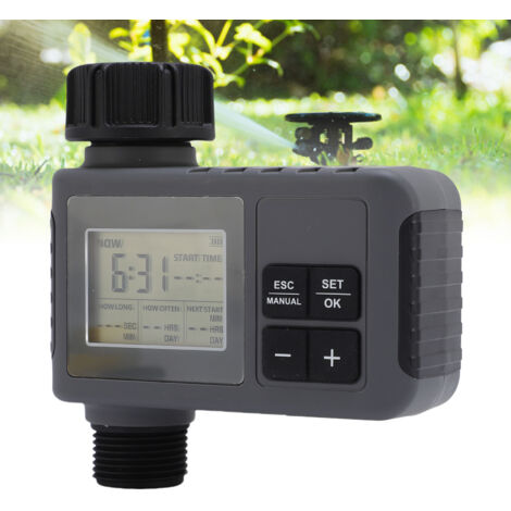 Computadora de riego automático con pantalla LCD + temporizador de jardín + control de duración de riego + grifo de 3/4-1/2" + ABS + IPX5 + 297 g + juego completo (1/5)
