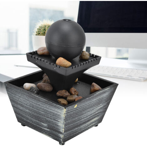 Fuente de mesa USB de 3 V con cascada sobre una esfera: fuente de mesa LED decorativa para un ambiente zen, incluye esfera de cristal y piedras. (1/5)