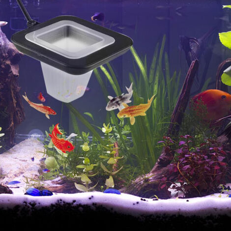 Alimentador para acuario con embudo, alimentador de larvas de mosquito de estanque de ABS de 9 cm de largo con escala y ventosa.