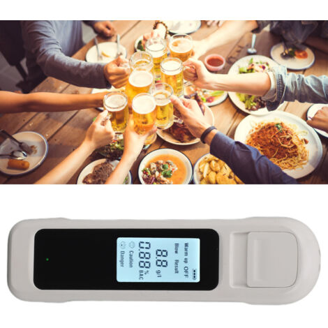 Alcoholímetro de alta precisión, pantalla LCD, recargable por USB, portátil, con bloqueo automático, en blanco y negro. (1/5)