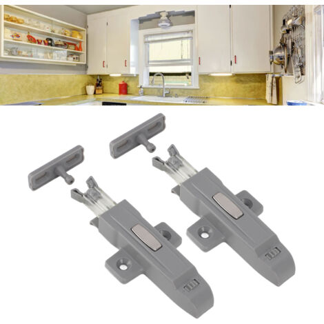 [Accesorios para puertas de armarios] Juego de 2 pestillos de puerta de ABS resistentes a los golpes con mecanismo de retorno automático para armarios/estanterías (1/5)