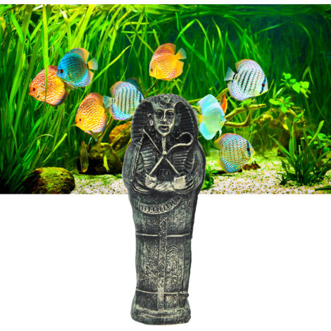 Adorno de momia y cofre de sarcófago – Decoración antigua de agua hecha de resina – Dimensiones: 11,6 x 4,2 cm (1/5)