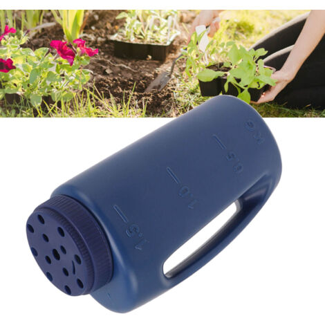 Esparcidor manual de fertilizante y semillas, ABS, 19 cm, azul, con 2 cápsulas para jardines y caminos. (1/5)