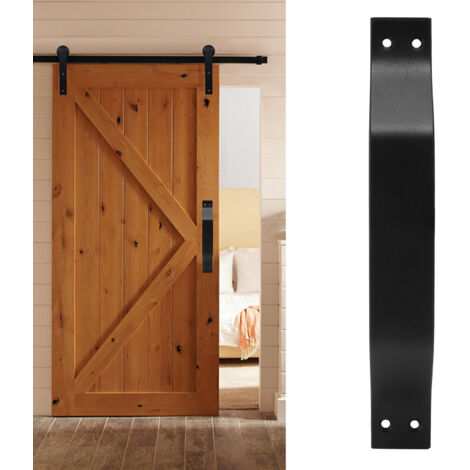 Manilla de acero al carbono negro para puertas de garaje, tirador para puertas de granero y vallas de madera, incluye 4 tornillos – para uso interior y exterior.
