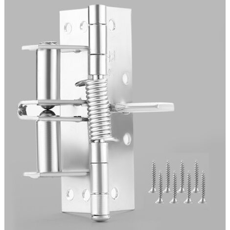 Bisagra automática de 90° para puertas con mecanismo de autocierre, 10 cm (4 pulgadas), metálica, invisible, juego compuesto por 1 bisagra y 8 tornillos para puertas interiores en zonas residenciales. (1/5)